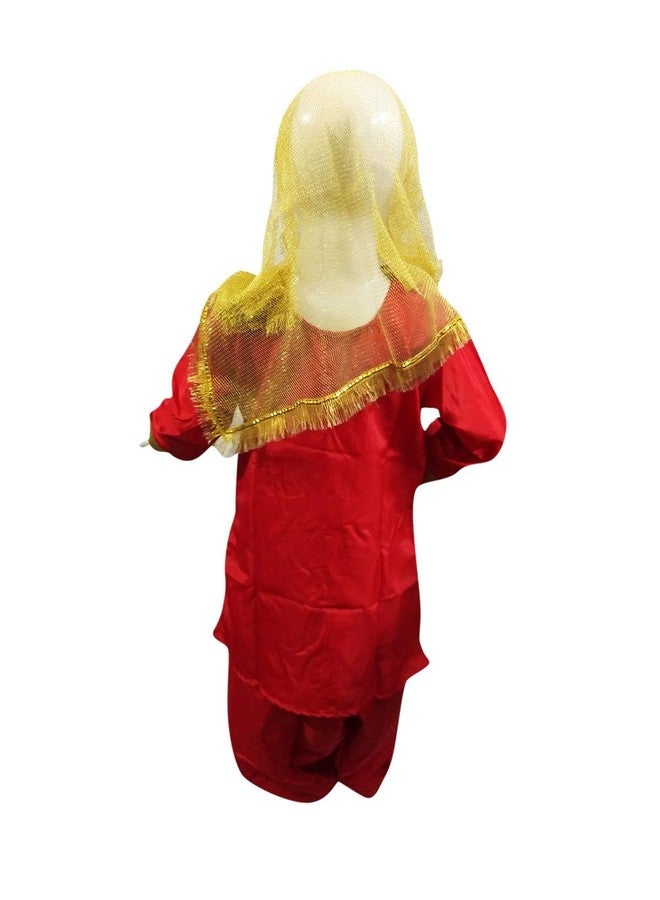 BookMyCostume Punjabi Giddha Baisakhi Folk Dance Costume for Girls and Females | Golden & Red | Without Jewellery 10-12 Years - Image 3